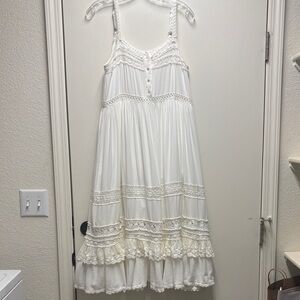 Girls' White Lace-Trim Sundress - Size Medium